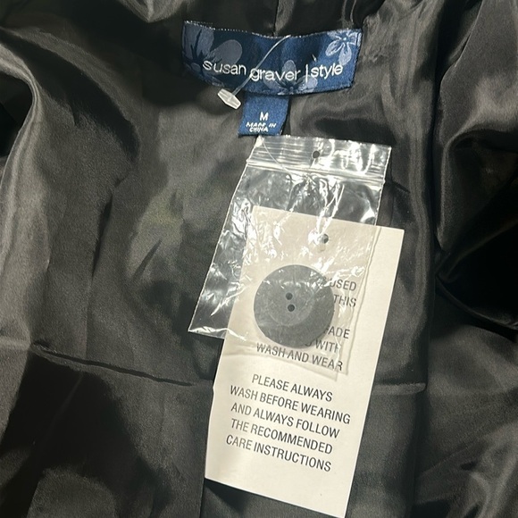 Susan Graver one button Teal Black Velvet evening light Jacket Blazer Medium NEW - Picture 8 of 16